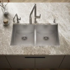 32" undermount double-bowl kitchen sink