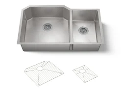 35-1/2" undermount double-bowl kitchen sink