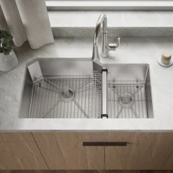 35-1/2" undermount double-bowl kitchen sink