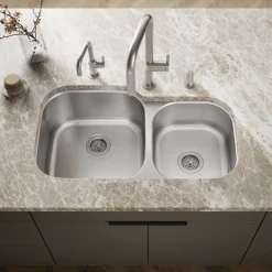 35-1/4 undermount double-bowl kitchen sink