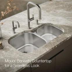35-1/4 undermount double-bowl kitchen sink