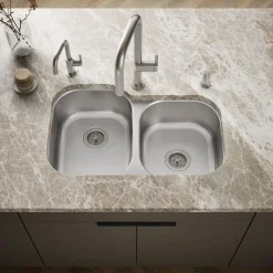 31" undermount double-bowl kitchen sink