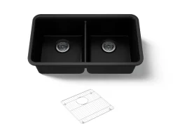 33-1/2" undermount double-bowl kitchen sink