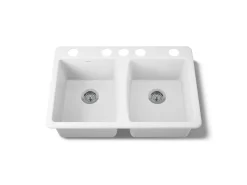 33" undermount double-bowl kitchen sink