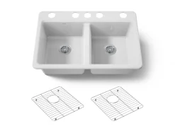 33" undermount double-bowl kitchen sink