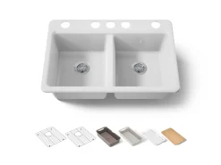33" undermount double-bowl workstation kitchen sink