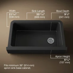 Undermount single-bowl farmhouse kitchen sink