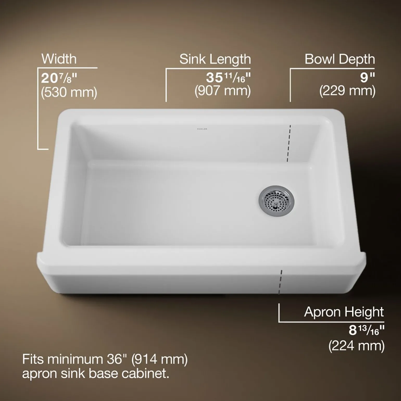 35-3/4" undermount single-bowl farmhouse workstation kitchen sink