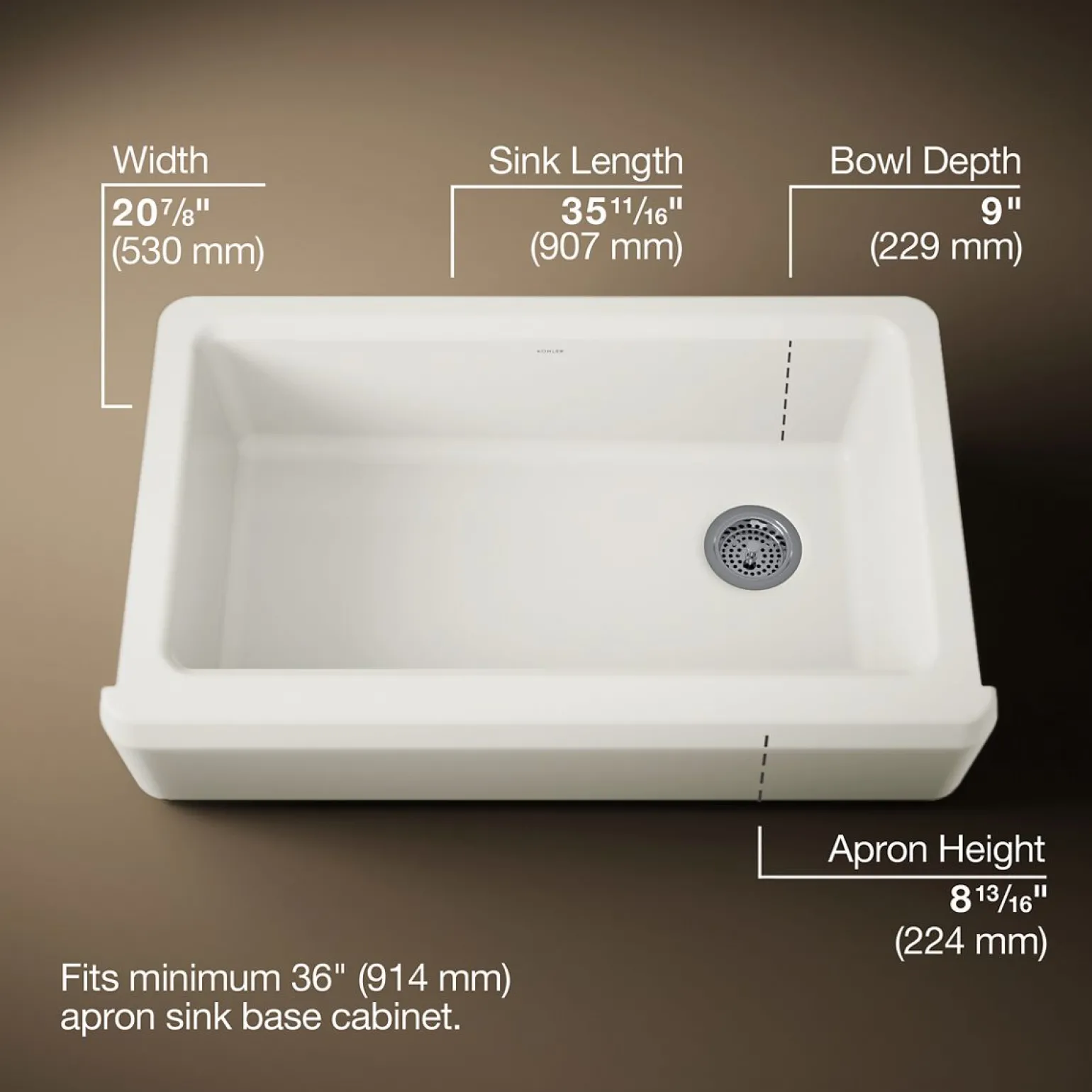 35-3/4" undermount single-bowl farmhouse workstation kitchen sink