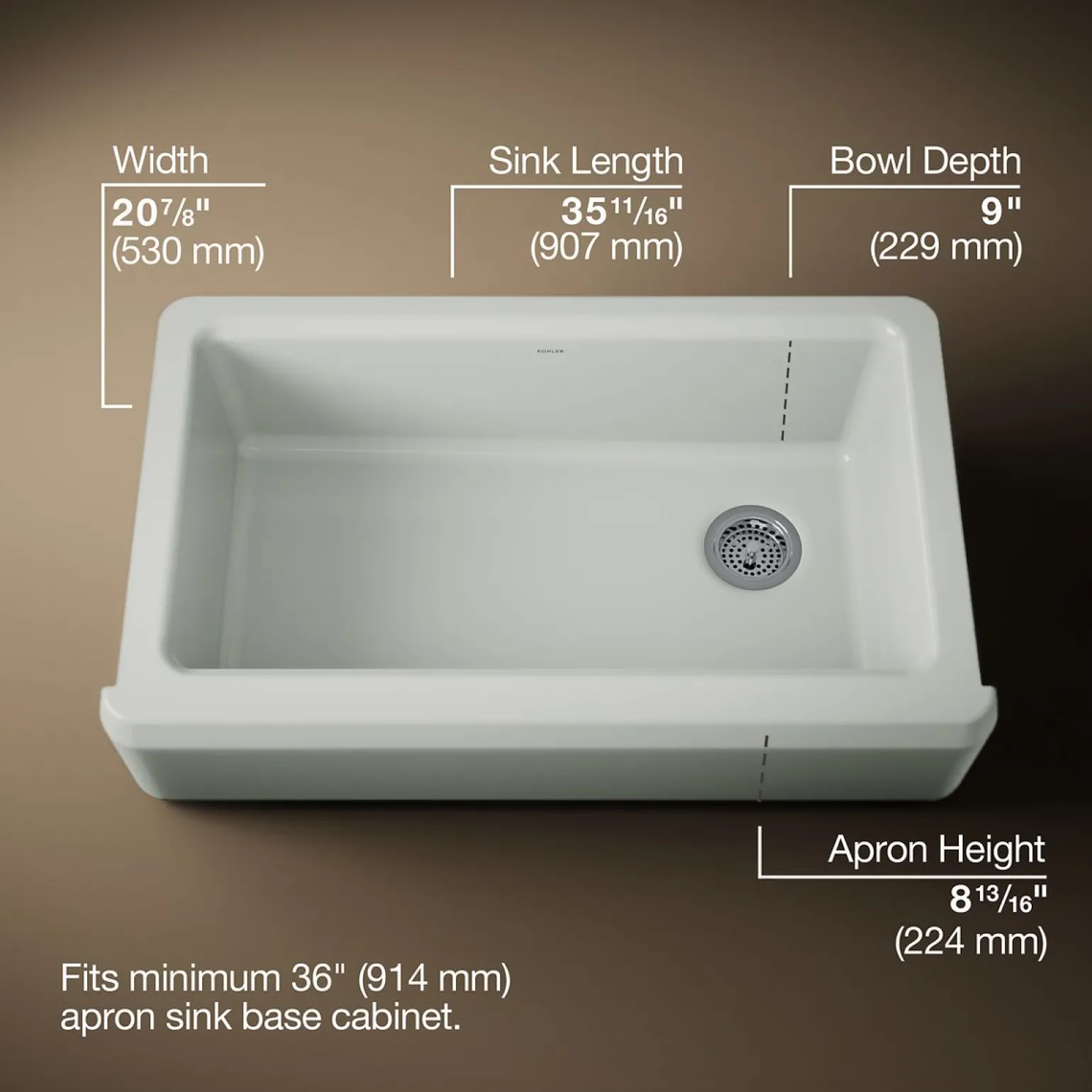 35-3/4" undermount single-bowl farmhouse workstation kitchen sink