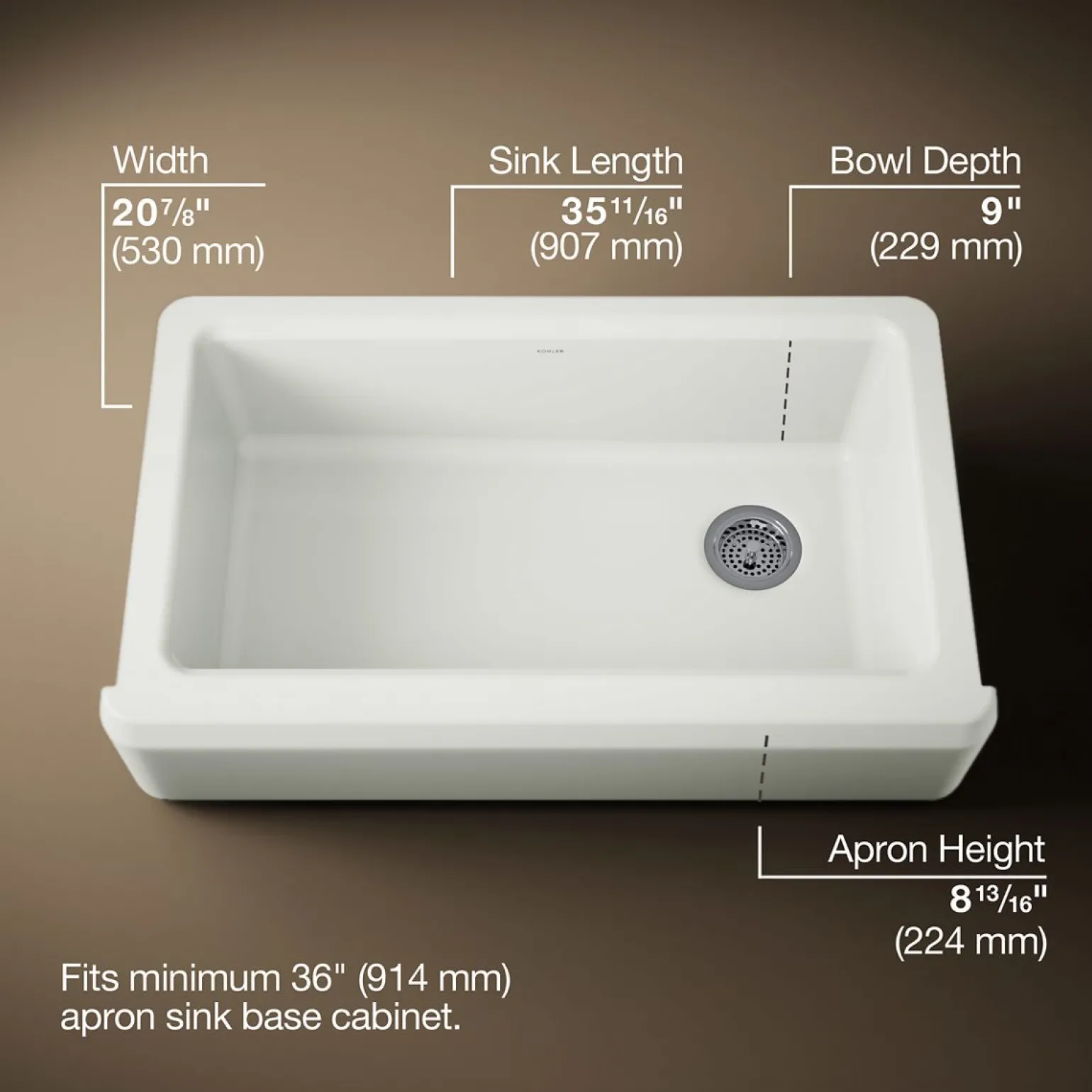 35-3/4" undermount single-bowl farmhouse workstation kitchen sink