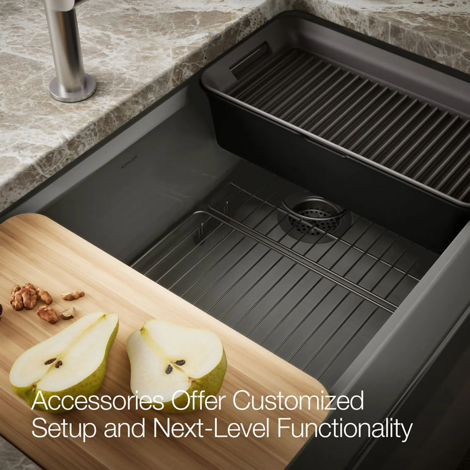 35-3/4" undermount single-bowl farmhouse workstation kitchen sink