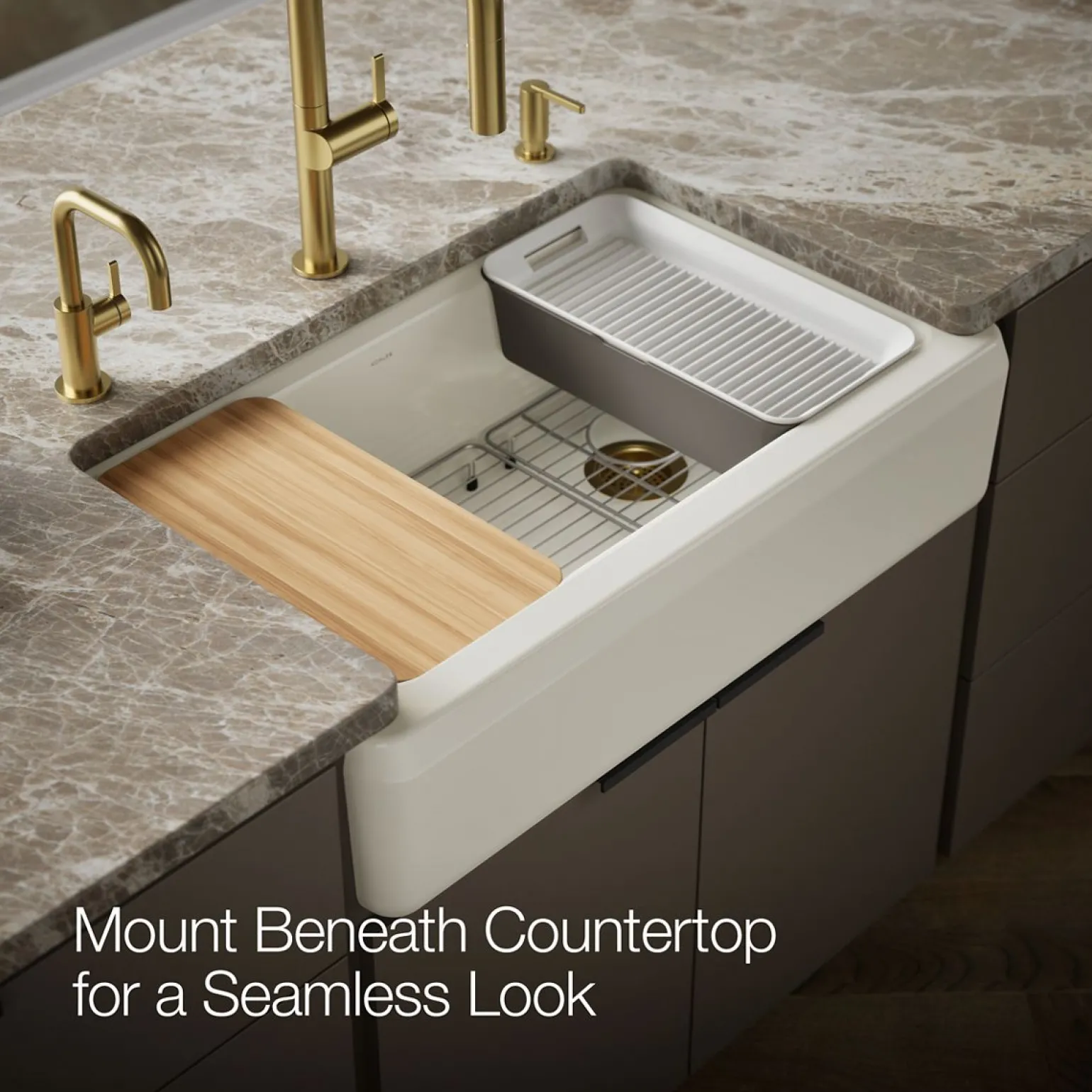35-3/4" undermount single-bowl farmhouse workstation kitchen sink
