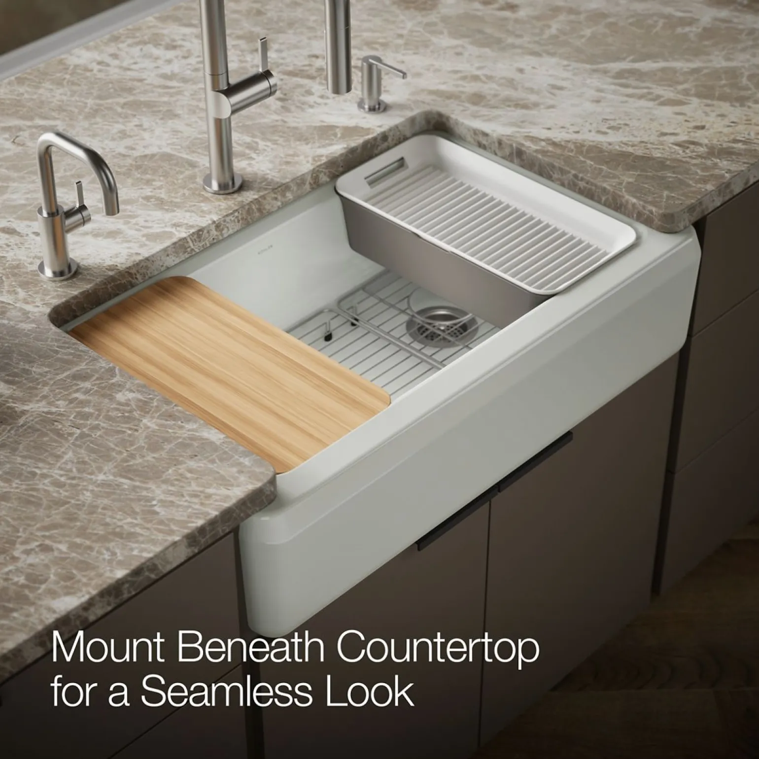 35-3/4" undermount single-bowl farmhouse workstation kitchen sink