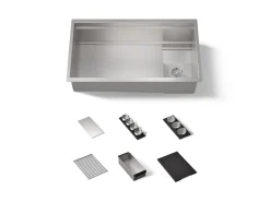 33-3/4" undermount single-bowl workstation kitchen sink