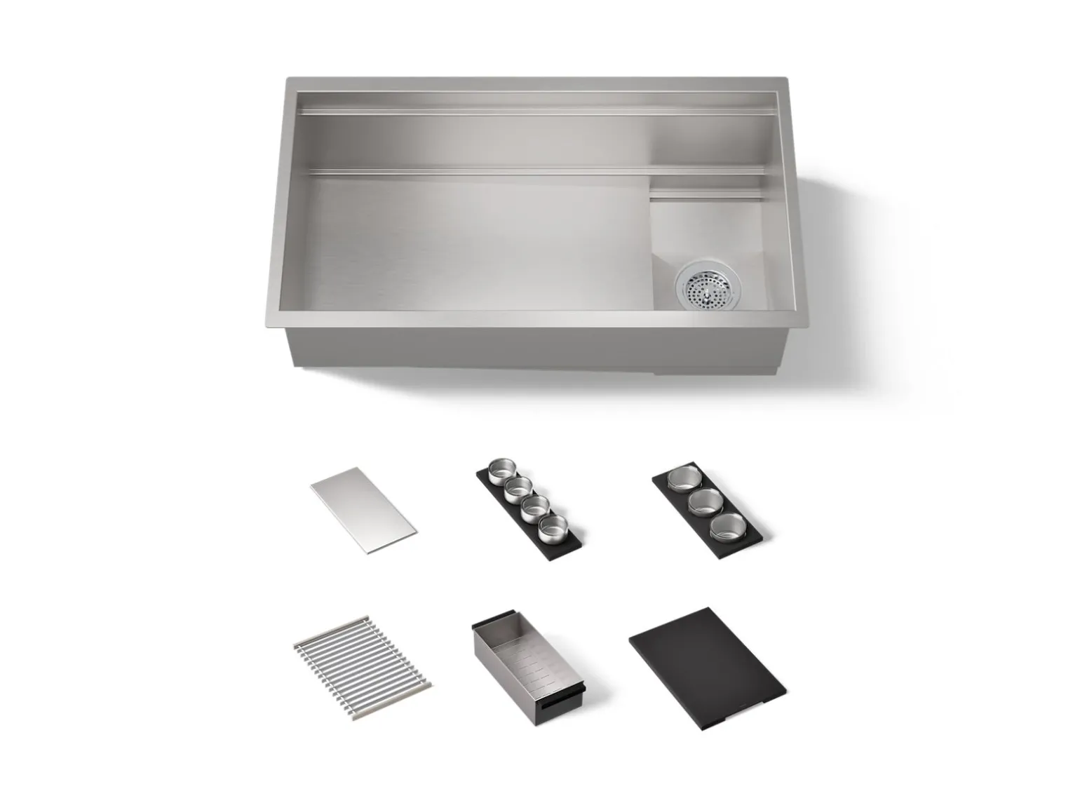 33-3/4" undermount single-bowl workstation kitchen sink