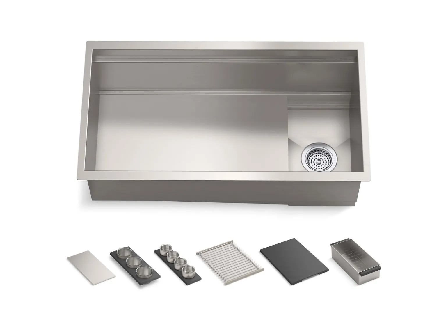 33-3/4" undermount single-bowl workstation kitchen sink