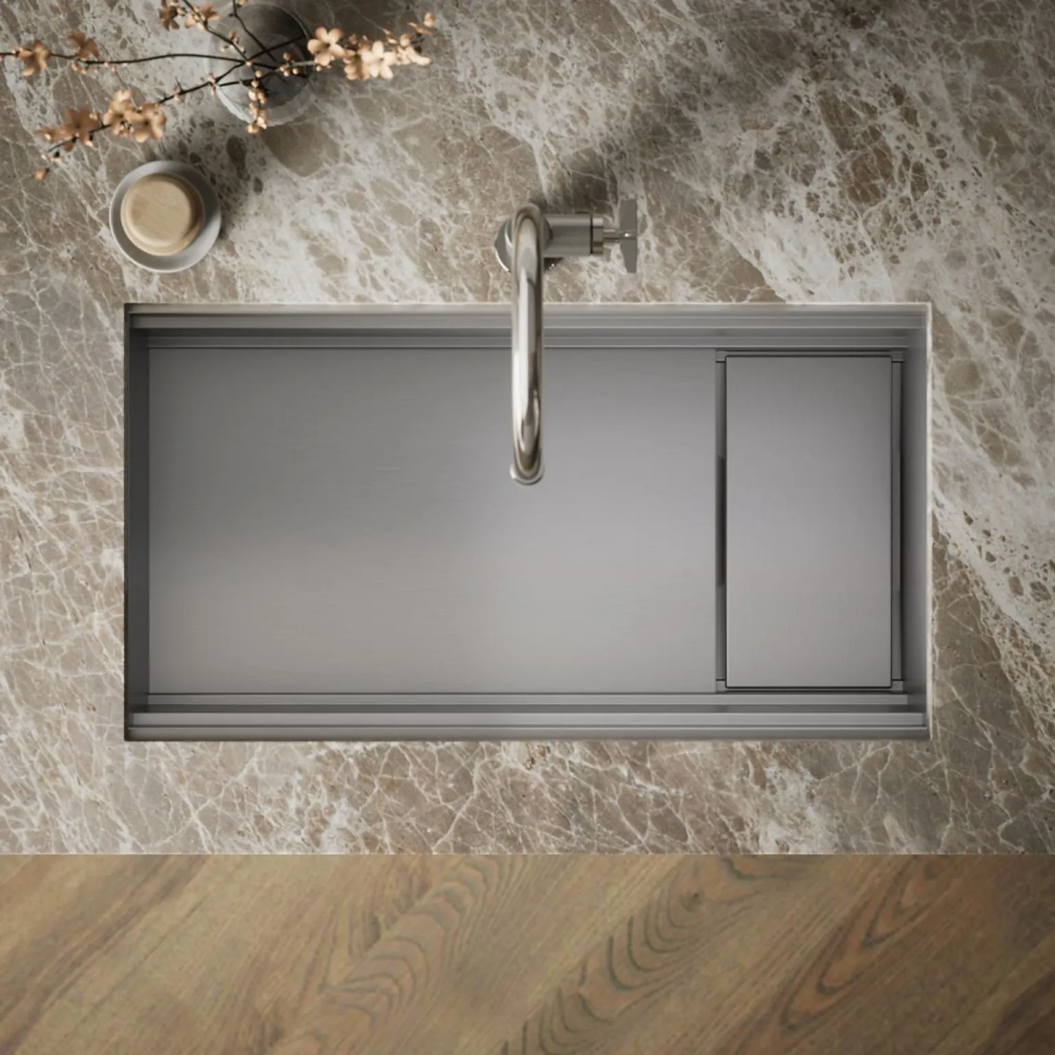33-3/4" undermount single-bowl workstation kitchen sink