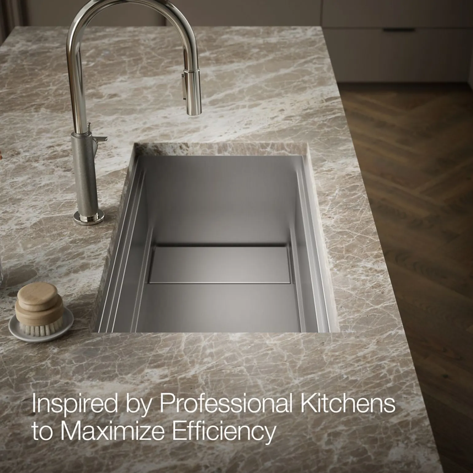 33-3/4" undermount single-bowl workstation kitchen sink
