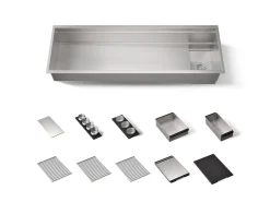 57-3/4" undermount single-bowl workstation kitchen sink