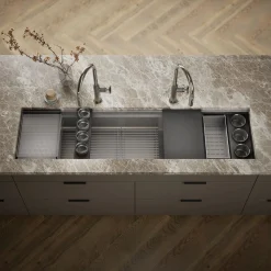 69-3/4" undermount single-bowl workstation kitchen sink