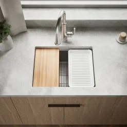 23" undermount single-bowl workstation kitchen sink