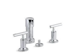 Vertical spray bidet faucet with lever handles