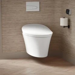 Wall-hung compact elongated smart toilet bowl, dual-flush