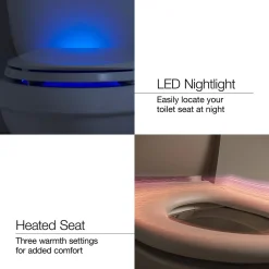 Wall-hung compact elongated smart toilet bowl, dual-flush