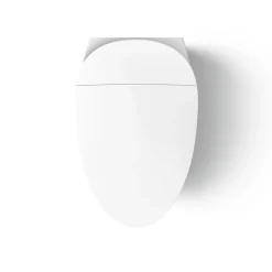 Wall-hung compact elongated smart toilet bowl, dual-flush