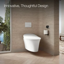 Wall-hung compact elongated smart toilet bowl, dual-flush