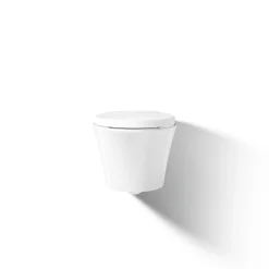 Wall-hung compact elongated toilet, dual-flush