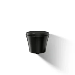 Wall-hung compact elongated toilet, dual-flush