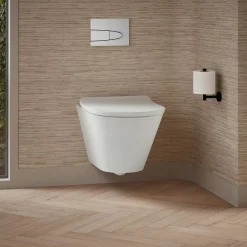 Wall-hung round-front toilet, dual-flush