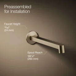 Wall-mount bathroom sink faucet spout with Row design, 1.2 gpm