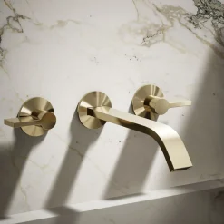 Wall-mount bathroom sink faucet spout with Ribbon design, 1.2 gpm