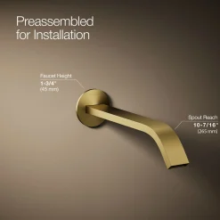 Wall-mount bathroom sink faucet spout with Ribbon design, 1.2 gpm