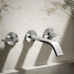 Wall-mount bathroom sink faucet spout with Ribbon design, 1.2 gpm