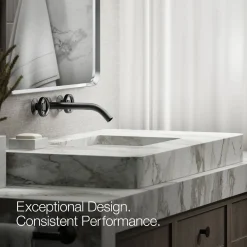 Wall-mount bathroom sink faucet Industrial handle trim