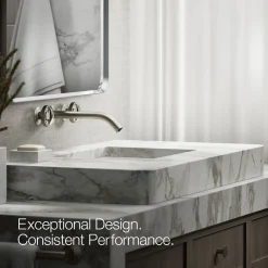 Wall-mount bathroom sink faucet Industrial handle trim