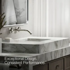 Wall-mount bathroom sink faucet Industrial handle trim