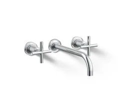 Wall-mount bathroom sink faucet trim with Cross handles, 1.2 gpm