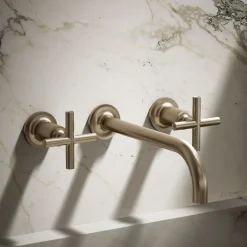 Wall-mount bathroom sink faucet trim with Cross handles, 1.2 gpm