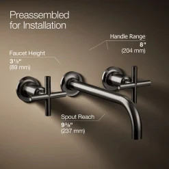 Wall-mount bathroom sink faucet trim with Cross handles, 1.2 gpm