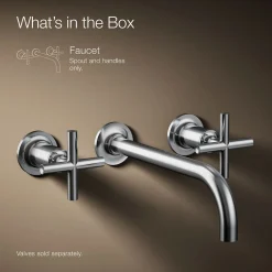 Wall-mount bathroom sink faucet trim with Cross handles, 1.2 gpm
