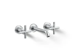 Wall-mount bathroom sink faucet trim with Cross handles, 1.2 gpm