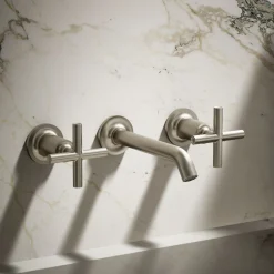 Wall-mount bathroom sink faucet trim with Cross handles, 1.2 gpm
