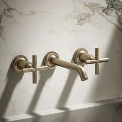 Wall-mount bathroom sink faucet trim with Cross handles, 1.2 gpm