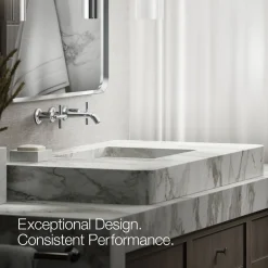 Wall-mount bathroom sink faucet trim with Cross handles, 1.2 gpm