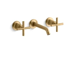 Wall-mount bathroom sink faucet trim with Cross handles, 1.2 gpm